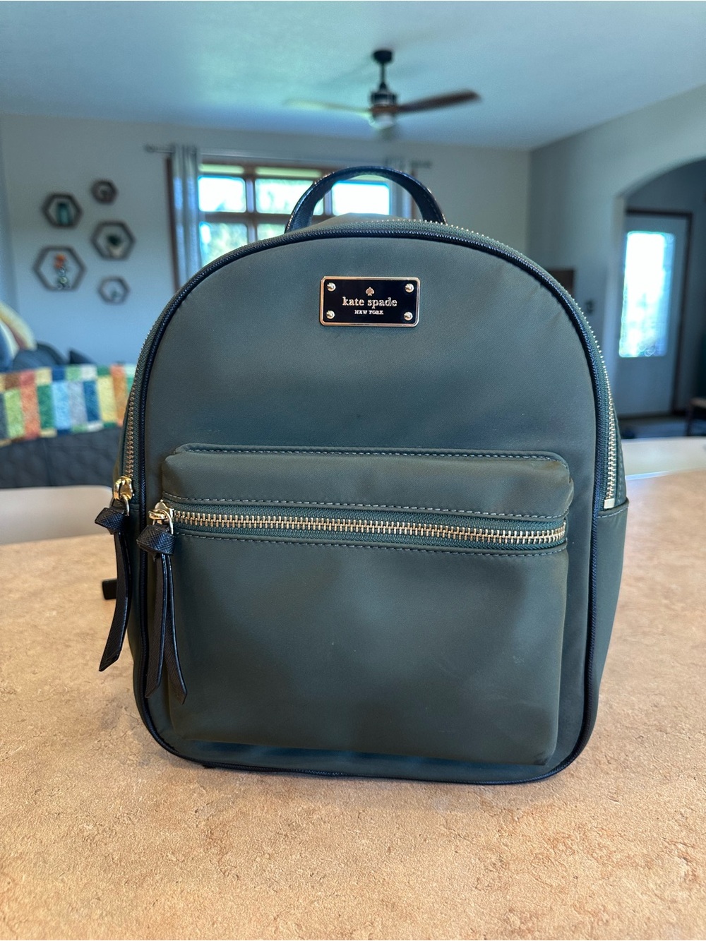 kate spade Small Backpack in Deep Green with Gold Hardware
